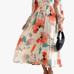 Colorful Abstract Print Maxi Dress